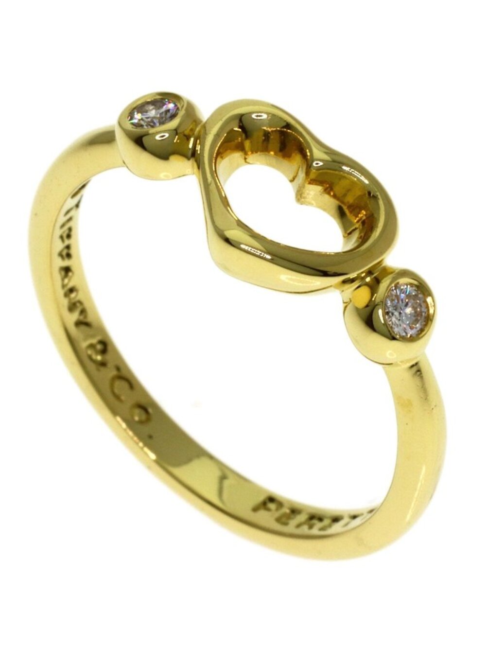 Tiffany & Co Open Heart Diamond Ring 18k Yellow Gold